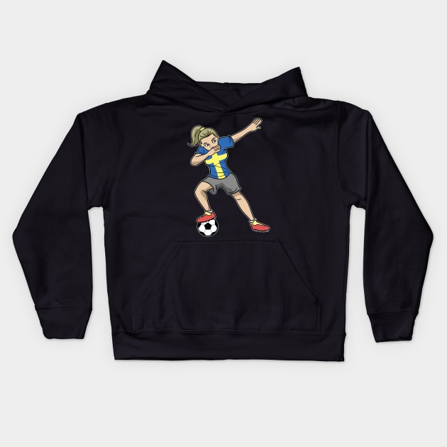 Soccer Sweden Soccer Player Girls Kids Hoodie by ModernMode